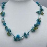 Howlite Pearl Peridot Quartz Beaded Necklace Artisan Made sterling silver blue Green Photo 0