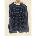 Free People  Womens Long Sleeve Waffle‎ Knit Pullover Hoodie Size XS Striped Blue Photo 1