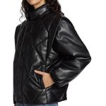 Pistola Callista Black Long Sleeve Faux Leather Convertible Puffer Jacket Vest M Photo 1
