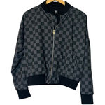 ALBION FIT Women’s Black Checkered Bomber Jacket- Size Large Photo 0