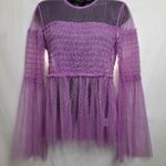 Romeo + Juliet Couture Top Women's Medium Purple Sheer Coquette Girl Fairy Photo 2