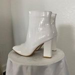 Vampy Bratty White Faux Leather Croc Snake Ankle High Heel Boots Booties 8.5 Photo 1