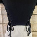 Forever 21 ribbed lace-up mock neck black crop top women Size small Photo 6