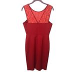 Black Halo Red Dress Size 4 Lace Sleeveless Midi Pencil Stretch Made USA LA Photo 1