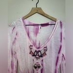 Free People Sun Up Pink Ombré Tie Dye Embroidered Embellished Mini Dress M Photo 2