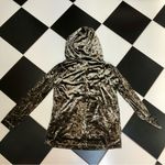 Juicy Couture  Y2K Olive Green Crushed Velvet Hoodie Girlie Metallic Oversized XS Photo 6