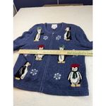 Christopher & Banks Christopher‎ & Banks Blue Penguin Snowflake Zip Up Cardigan Sweater Size M Photo 2
