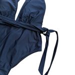 Cupshe NWT Black Swimsuit One Piece Plunge Backless Self Tie Racerback Large Photo 3