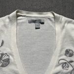 Old Navy  Women’s White Floral Embroidered Cardigan Small V-Neck Button Cotton Photo 2