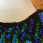 VTG Beaded & Sequined Party Top Blue Size M Photo 4