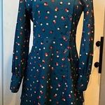 Who What Wear  S Mock Neck A-Line Teal/Blue Dot Print Long Sleeve Photo 0