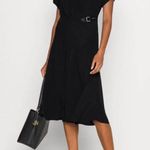 Lauren Ralph Lauren black faux Wrap midi Dress short sleeve belt 8 Photo 0