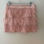 Boutique pink suede ostrich feather mini skirt Photo 15