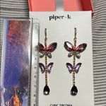 Piper  Purple and Gold Butterfly Earrings Photo 5
