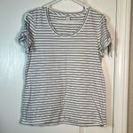 J.Crew  White Black Stripe S/S Tie Sleeves Scoop Neck Shirt Size Med EUC #1309-AZ Photo 1