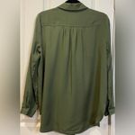 Maeve Anthropologie  Tuesday Blouse Olive Green Button Down Tie Front Shirt Small Photo 6