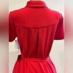 Rachel Parcell  Barbados Red Midi Short Sleeves Button Down. Tie In Front Sz M. Photo 8