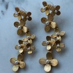 Oscar de la Renta NWOT  Gold Floral Drop Earrings Photo 4