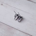 Small Stud Earrings Dark Silver Tone/Gray Owl Photo 3