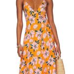 Free People NWT Finer Things Maxi Dress in Sunshine Combo Orange Floral Size L Photo 0