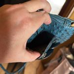 NWOT 22 Tote Ostrich Flower Cell Phone Crossbody Wristlet Sapphire Blue Photo 10