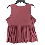Torrid Babydoll Top Womens 1XL Dusty Rose Textured Jersey Lace Up V Neck Boho Photo 4