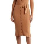Lucky Brand NWT  Long sleeve tie waist Ribbed midi Sweater Dress Photo 2