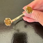 Kendra Scott Arden Open Pinch Cuff Bracelet Gold Tone Bronze Drusy Photo 2