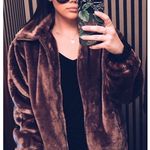 Faux Fur Teddy Coat Brown Size L Photo 0