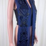 Talbots Women's Beaded Silk Scarf Midnight Blue Navy Blue Photo 2