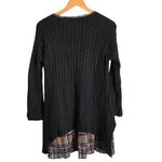 XINOUYILI Black Cable Knit Plaid Lettuce Hem Sweater Dress With Pockets Size L? Size L Photo 1