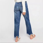 Free People NWT  We The Free Maggie Mid Rise Straight In Sequoia Blue Sz 25 Photo 1