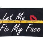 Cute Black Fix My Face Canvas Zip Top Makeup Pouch Photo 6