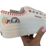 Superga NEW Happy Logo Womens White Sneakers. Colorful Embroidery Canvas 7.5 Photo 7