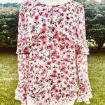 White House | Black Market Layered Chiffon Blouse Women's Pink & White EUC Photo 4