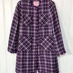 Kate Spade  Coat Women Size 2 Plaid Button Down Tweed Overcoat Plum Long Sleeve Photo 0