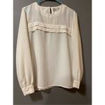 Kathy Che White Vintage Pearl Floral Lace Long Sleeve Buttons Size 12 Photo 1