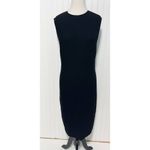 Vince  Ribbed Knit Fitted Pencil Midi‎ Dress Sleeveless Scoop Neck Black Large Photo 2
