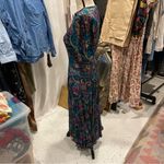 Beautiful teal floral paisley vintage flowy pleated skirt drop waist dress 80’s Blue Photo 7