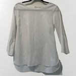 Foxcroft  NYC White Blouse Split Ruffle Non Iron Stretch‎ Cotton Blend Size 10 Photo 0