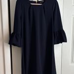 Nina Leonard  classic Navy Long bell Sleeve sheath Dress Photo 0