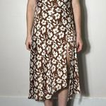 ASTR  The Label Brown White Floral Cowl Midi Dress Size Small Photo 2