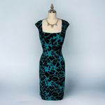 Calvin Klein Black & Jade Green Sheath Dress Square Neckline Size 8 Photo 9