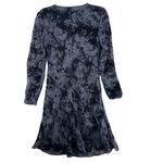 Vintage 90s Blue Velvet Black Burnout Fit And Flair Dress Long Sleeve Whimsigoth Size 6 Photo 4