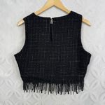 Petal and Pup Milana Tweed Bead Fringe Black Sleeveless Cropped Top Size XL NWT Photo 4