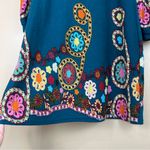 Aryeh Teal Retro Floral Knit Sweater Dress Small Colorful #festival Photo 3