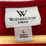 Worthington  Sexy Red Double Tie Keyhole 3/4 Sleeve Blouse Top Size Large Photo 6