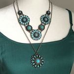 Concho Style Set Southwestern Motif Chunky Turquoise Pendant Statement Necklaces Photo 0