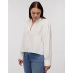 Madewell  Long-Sleeve Popover Top Women's Med Lighthouse Silk Split Crewneck NWT Photo 7