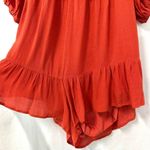 Lulus  NWT Orange Off The Shoulder Romper Ruffles Bow Womens M Bohemian Western Photo 3